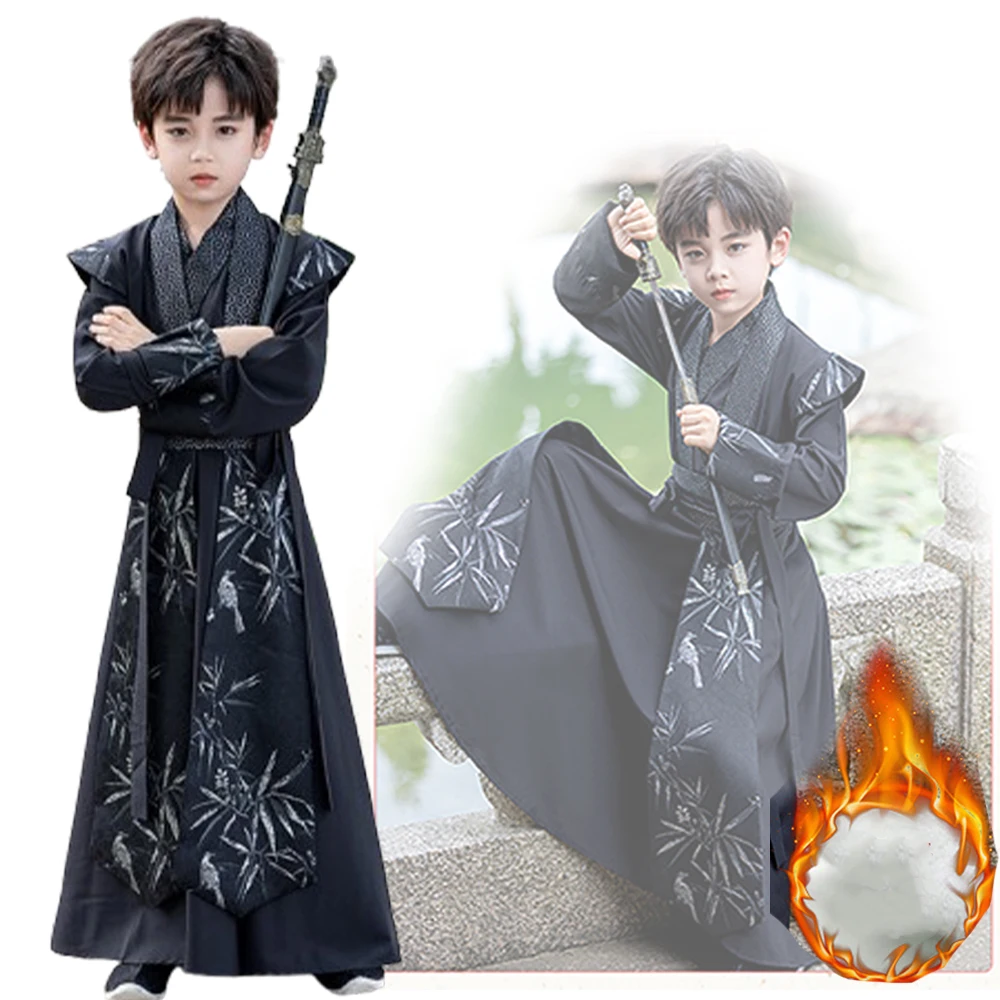 Tactical Winter Children's Costumes Set Kids Performance Swordsman Traditional Ancient Costume Children Best Birthday Gifts