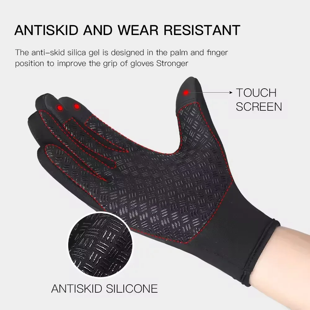 Men and Women'sWinter Cycling Gloves Windproof Cold-Proof Full Finger Waterproof Outdoor Motorcycle Riding Mittens for Bicycle