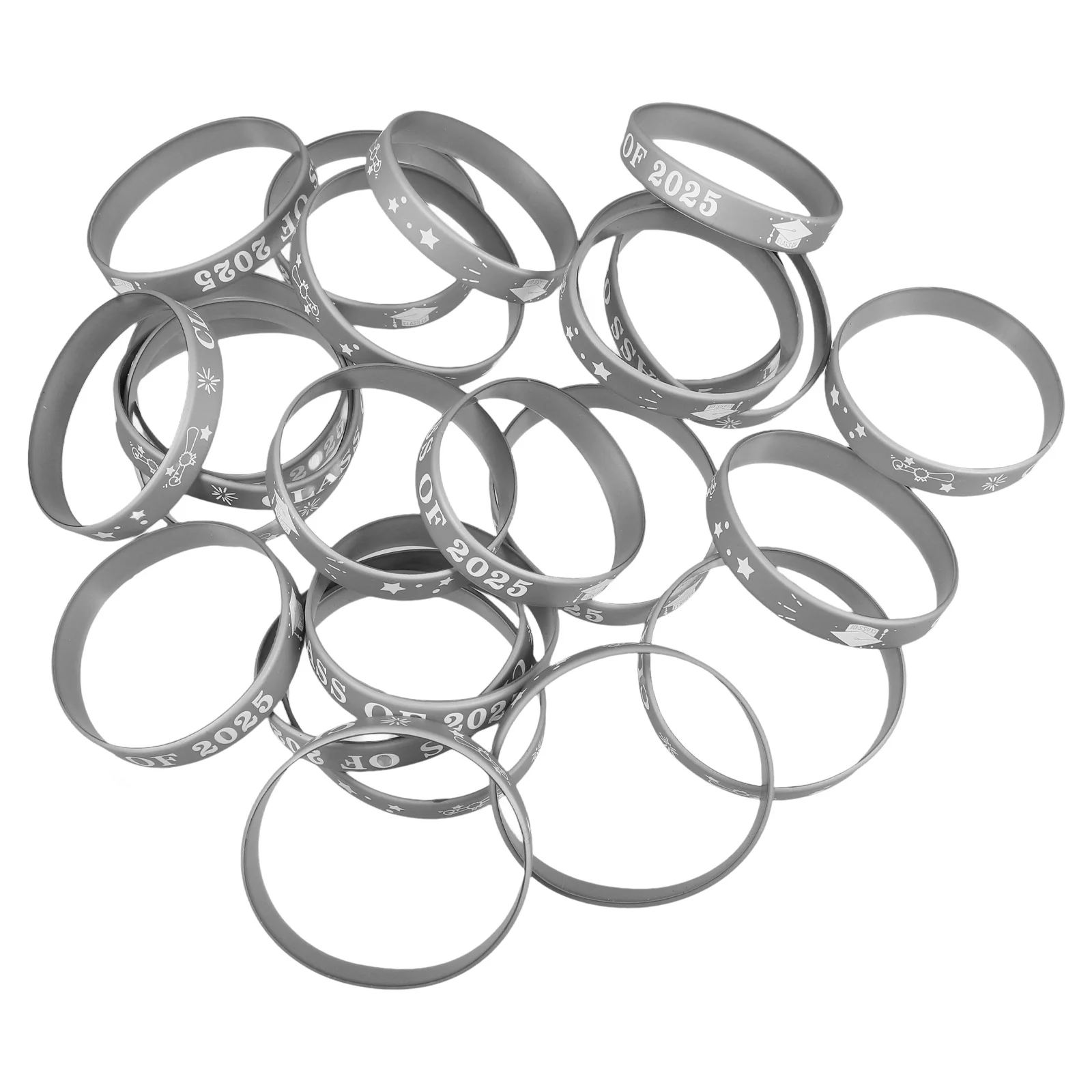 

24pcs Graduation Bracelets Class Of 2025 Silicone Wristbands Bulk High School Party Favors Student Sports Jewelry For Teachers