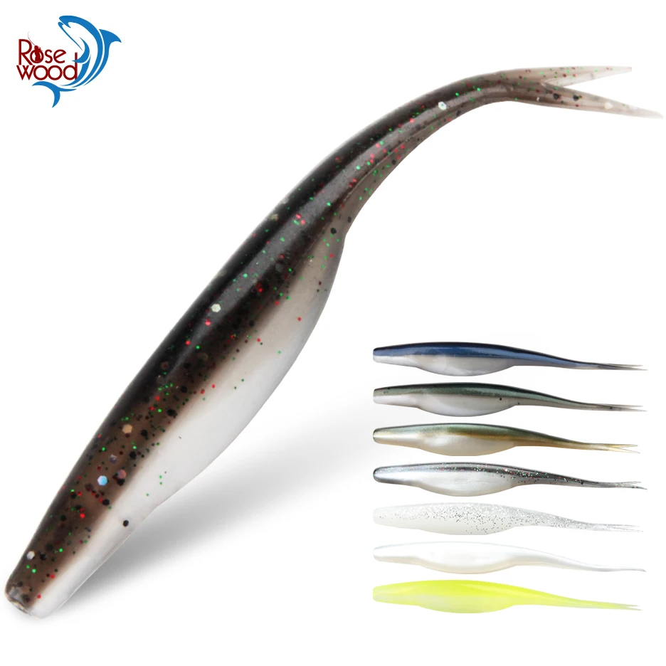 Rosewood tpr flutuante jerk isca shad isca de pesca macia isca de natação 4.72 "luzmente divisão cauda artificial gota tiro baixo enfrentar