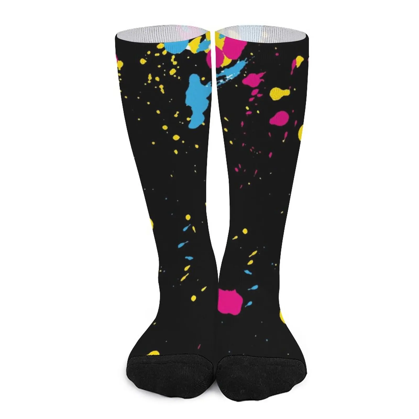 80S Paint Splash Socks Graffiti Colorful Print Harajuku Stockings Autumn Anti Skid Women Men Socks Soft Breathable Running Socks