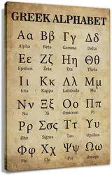 Greek Alphabet Wall Art Canvas Prints Retro Posters for Classroom Learning Painting Modern Ancient Letters Decor for Bedroom Unf