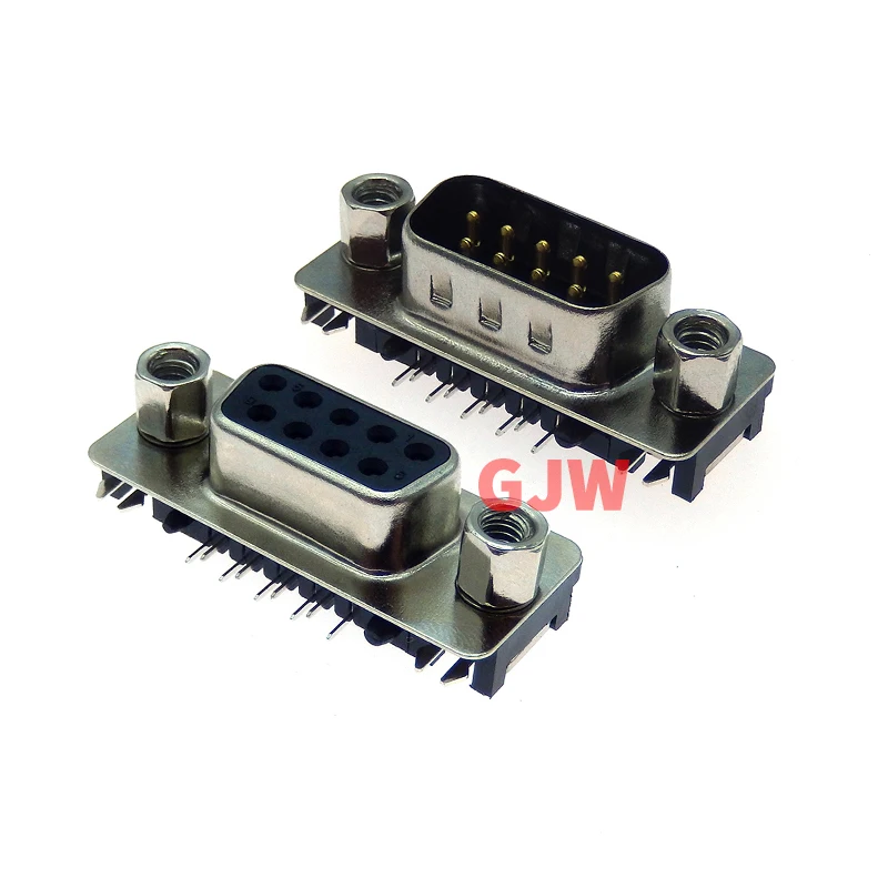 

5PCS DB9 Female Male PCB Mount D-Sub 9 pin PCB Connector RS232 Connector 90-degree bent needle DR9 New