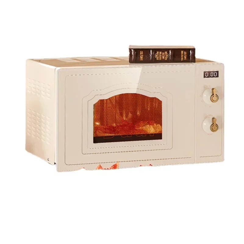 Horno de Microondas Retro Para el hogar, minihorno de vapor de onda de luz plana de acero inoxidable, 220V