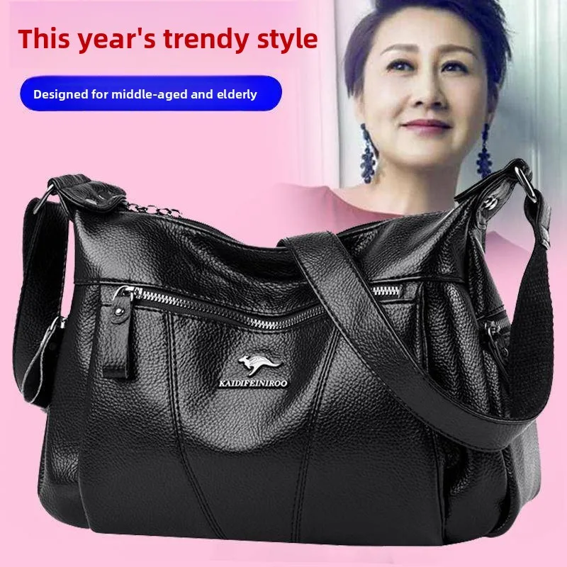 Soft Leather Crossbody Bag for Women Large Capacity Shoulder Bag Trendy Mom Bag Modern Neutral Style Inner Pocket Zipper Closure