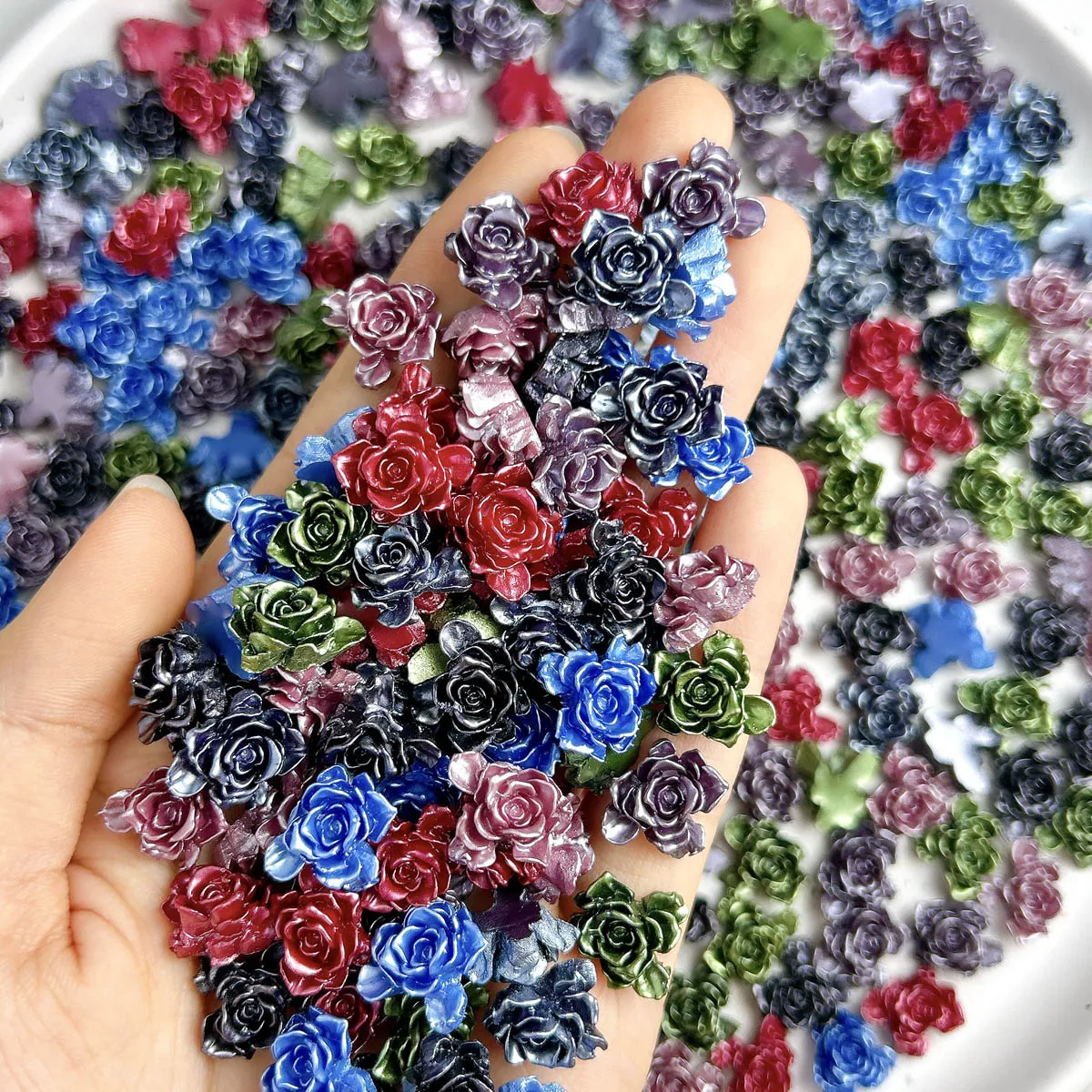 

Creative Irregular Rose Resin Nail Charms 3D Solid Color Luminous Flowers Nail Art Decorations for DIY Phone Case Nails Parts