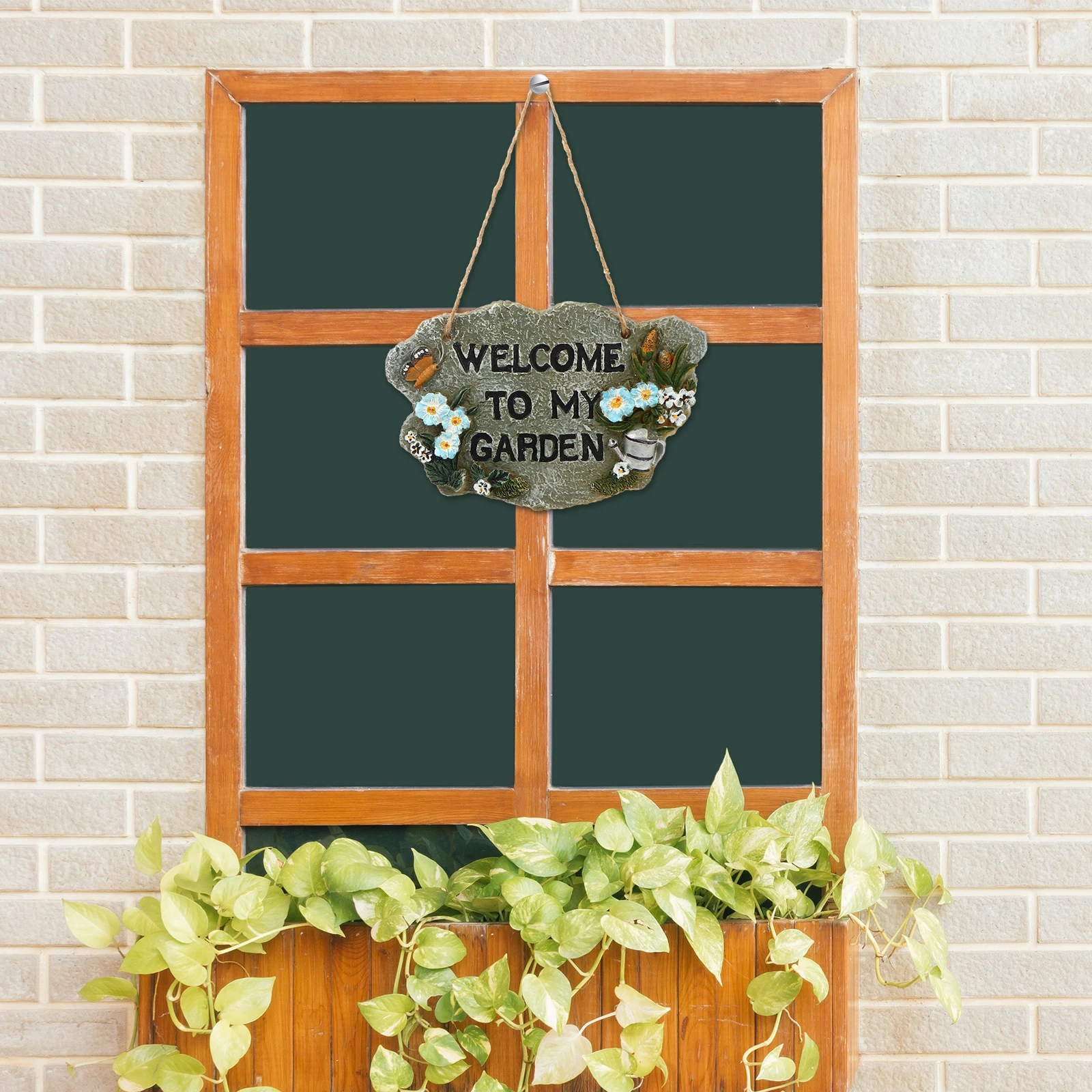 

Garden Welcome Sign Vintage Resin Hanging Board Home Decor Door Plaque Bird Garden Decoration DIY Party nament