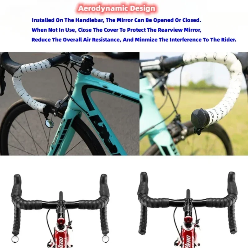 Bicycle 1PC/1Pair Rear View Convex Mirror Handlebar Drop Bar Mount Acrylic Lens Back Sight Reflector Light Weight