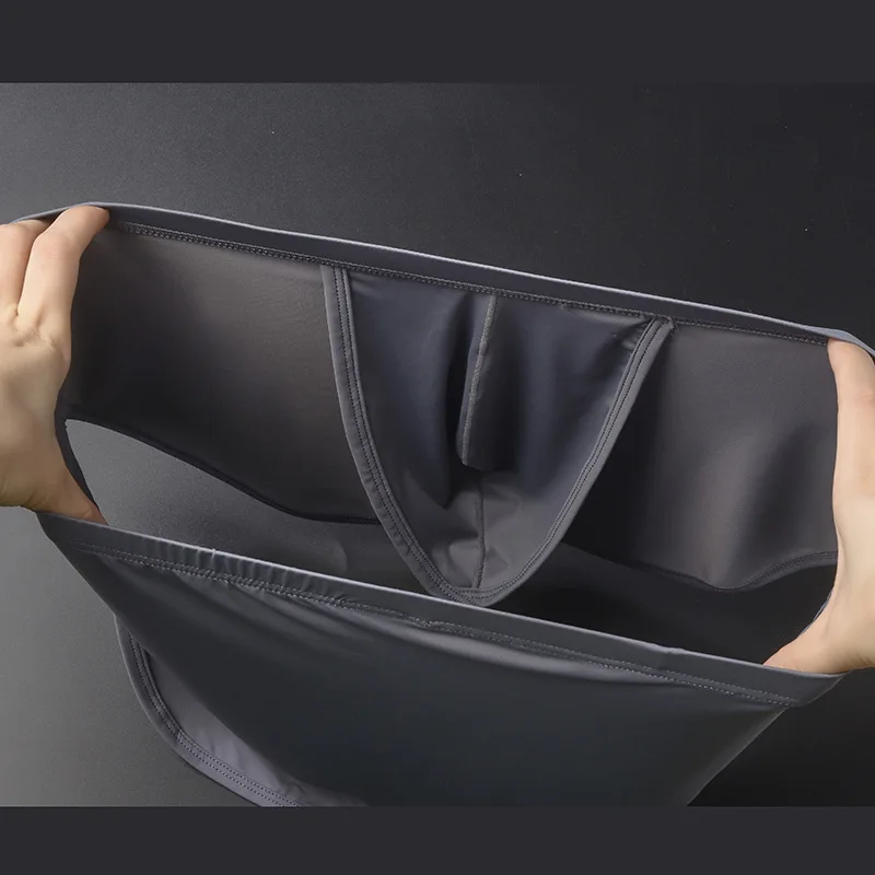 Men's Detachable Ice Silk Boxer Brief Liner, Low-Rise Lounge Shorts with Snap Closure Youth Loose Homewear Nightwear Sleepwwear