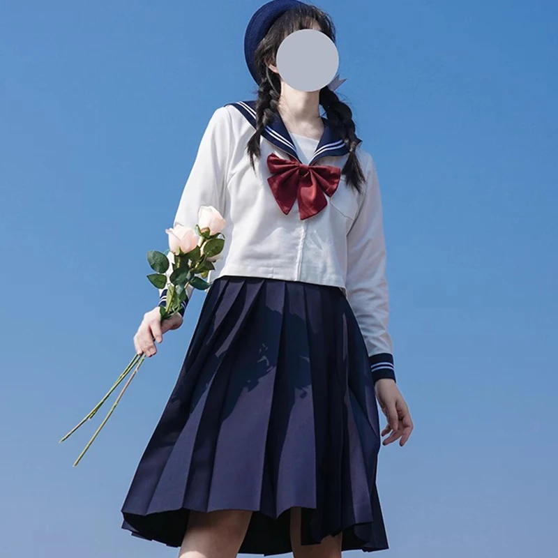 Japanese School Girl Uniform JK Black Sailor Basic Cartoon Navy Sailor Uniform Sets Navy Costume Women Girl Costume Uniform