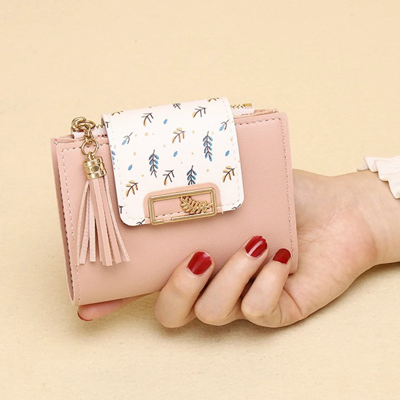 Women's Wallets Small Card Holder Purses with Zip Pocket Short Handbags for Women PU Leather Bi-fold Wallet Cute Lady Money Bag