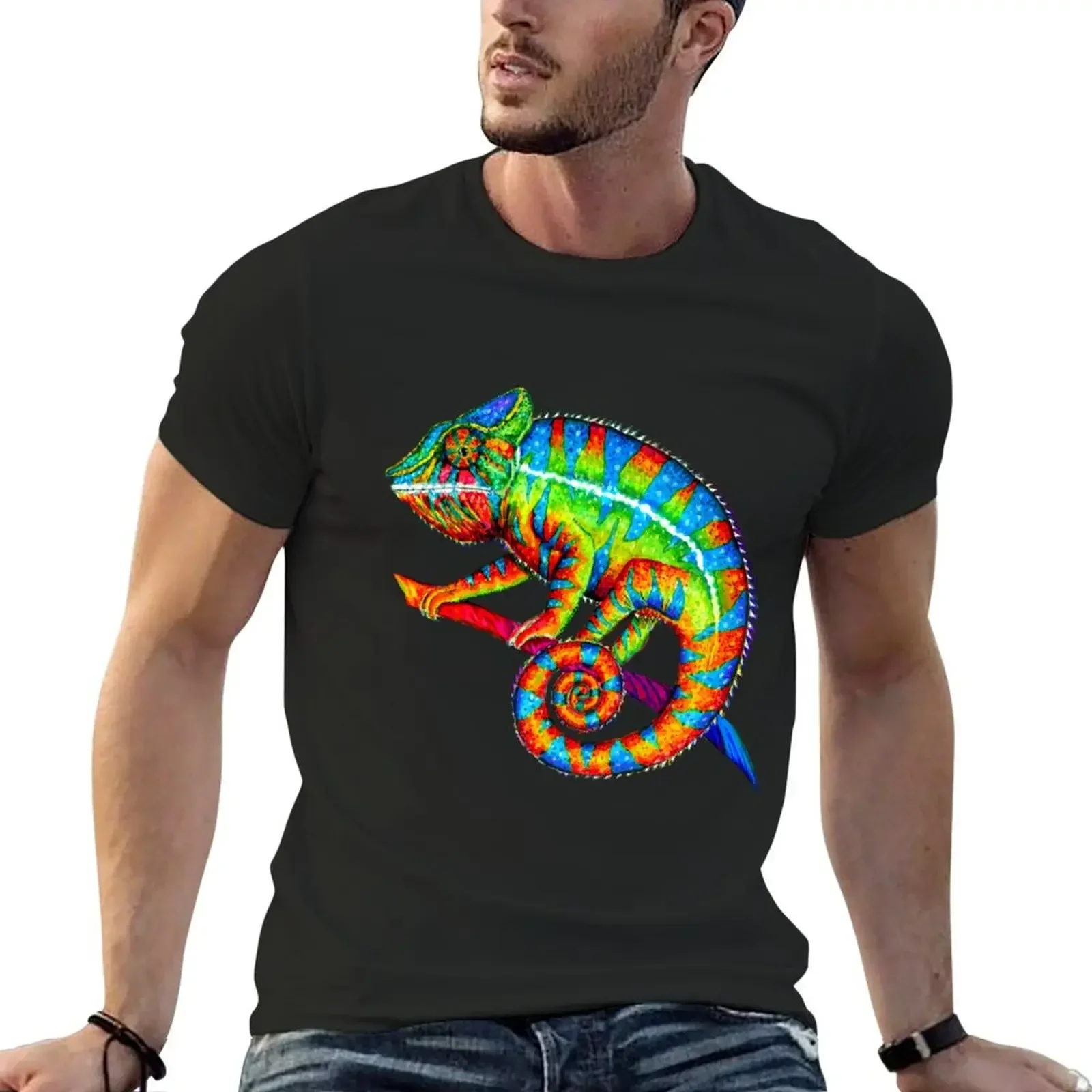 

Colorful Rainbow Panther Chameleon T-Shirt anime t shirts graphic tee shirt kawaii clothes vintage graphic tee men clothings