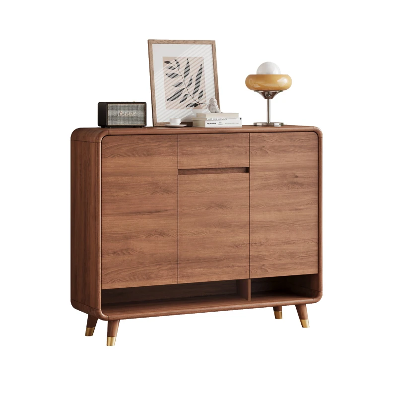 

Walnut solid wood shoe cabinet, large-capacity storage cabinet on the balcony of the entrance to the home entrance, new model.