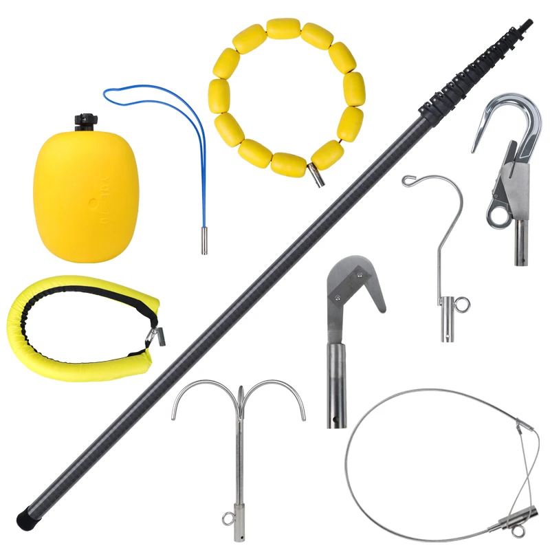 

Long Reach Pole Life Saving Pole 6m Carbon Fiber Telescopic Rescue Pole Tool for Water Rescue Marine Rescue