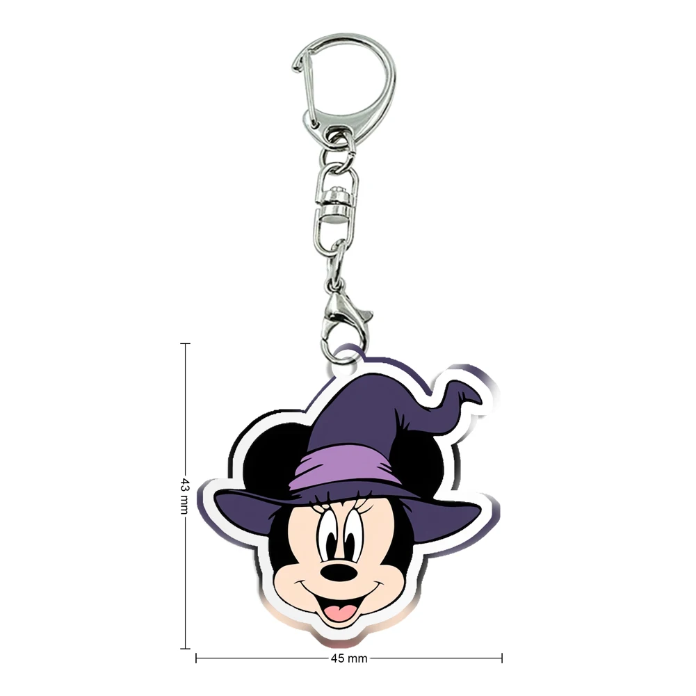 Halloween Funny Disney Mickey Minnie Transparent Acrylic Keychains Pendant Ornament for Bag Collection Girl Accessories