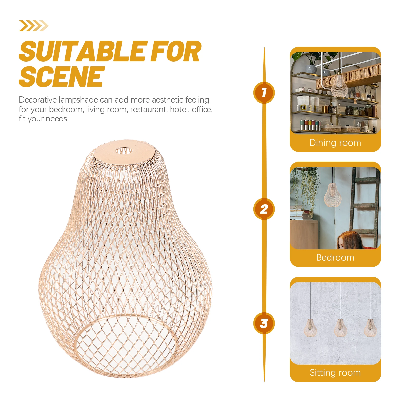 

Golden Iron Wire Cover Lighting Accessories Decorative Lampshade Bedroom Creative Modern Small Metal Pendant Light Shade