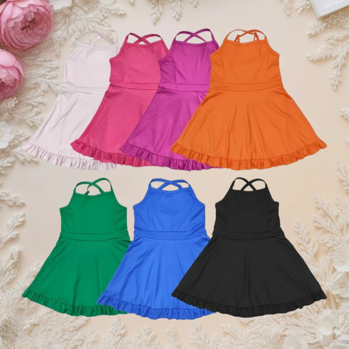 

Baby Girls Dress Clothes Boutique Knit Knee Length Active Wear Athletic Dresses Fashion Kids Clothing Girls Swimwear Swimsuits
