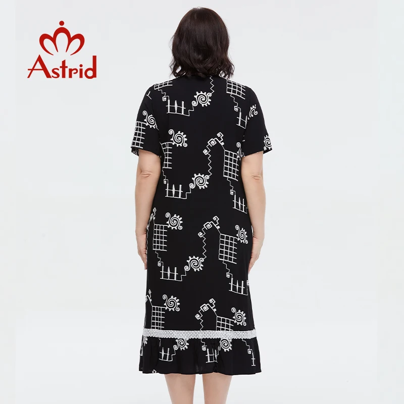 Astrid Women\'s Summer Dress 2023 Elegant Ruffle Dress Long Cotton Oversize Office Embroidery pattern Lace Design New In Dresses