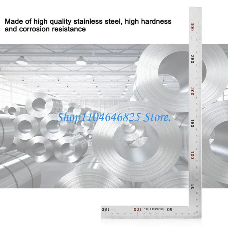 Stainless Measure Ruler L Right Angles Ruler 1.2 mm Thickness Layout Template Tool 90 Degree Framing Square Ruler