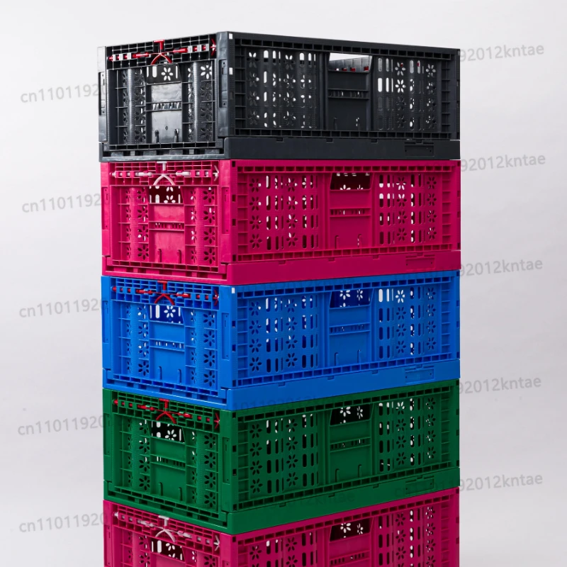 10pcs Stackable Collapsible Crate Durable Folding Storage Plastic Basket Egg Fruit Vegetable Turnover Moving Mesh Container