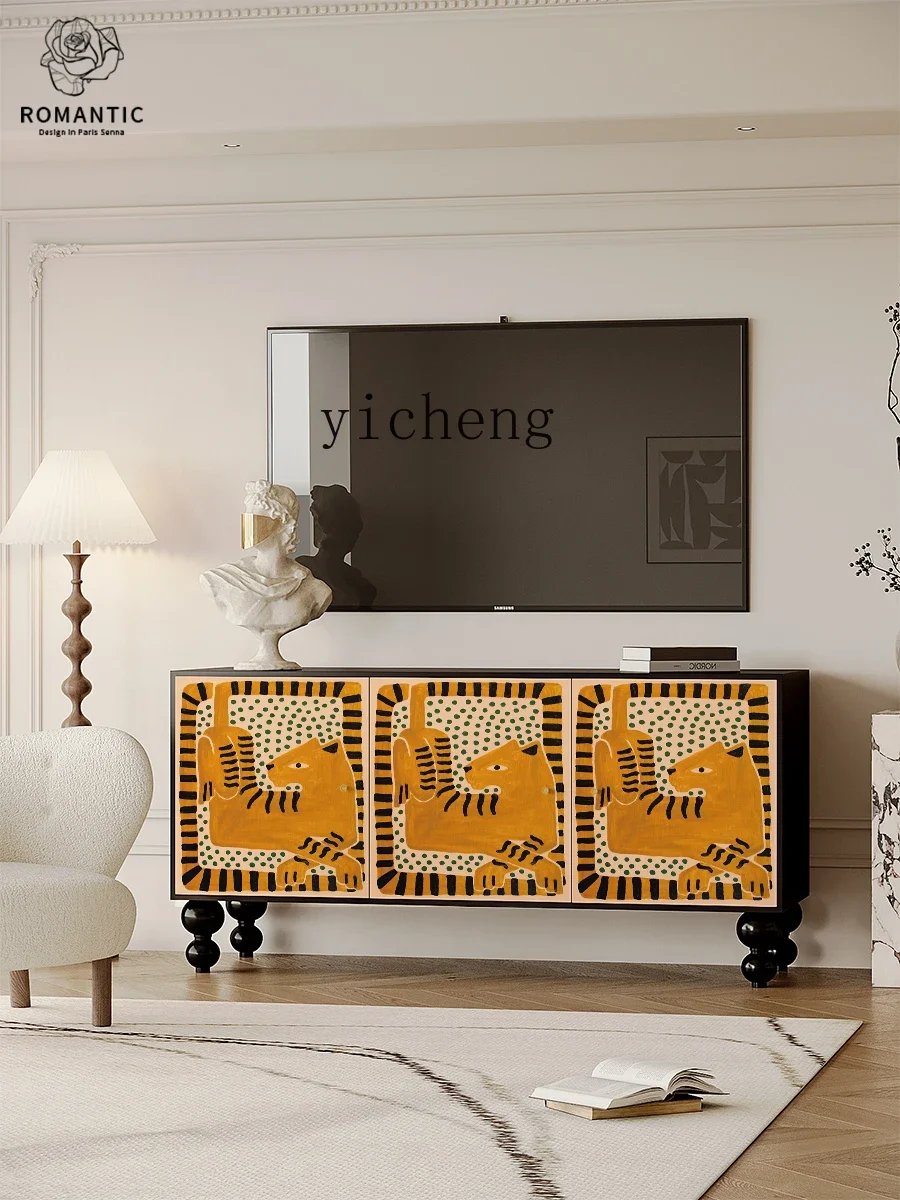 

LYY Solid Wood Sideboard Storage Cabinet Designer Model Household Living Room Entrance Wall Storage Cabinet