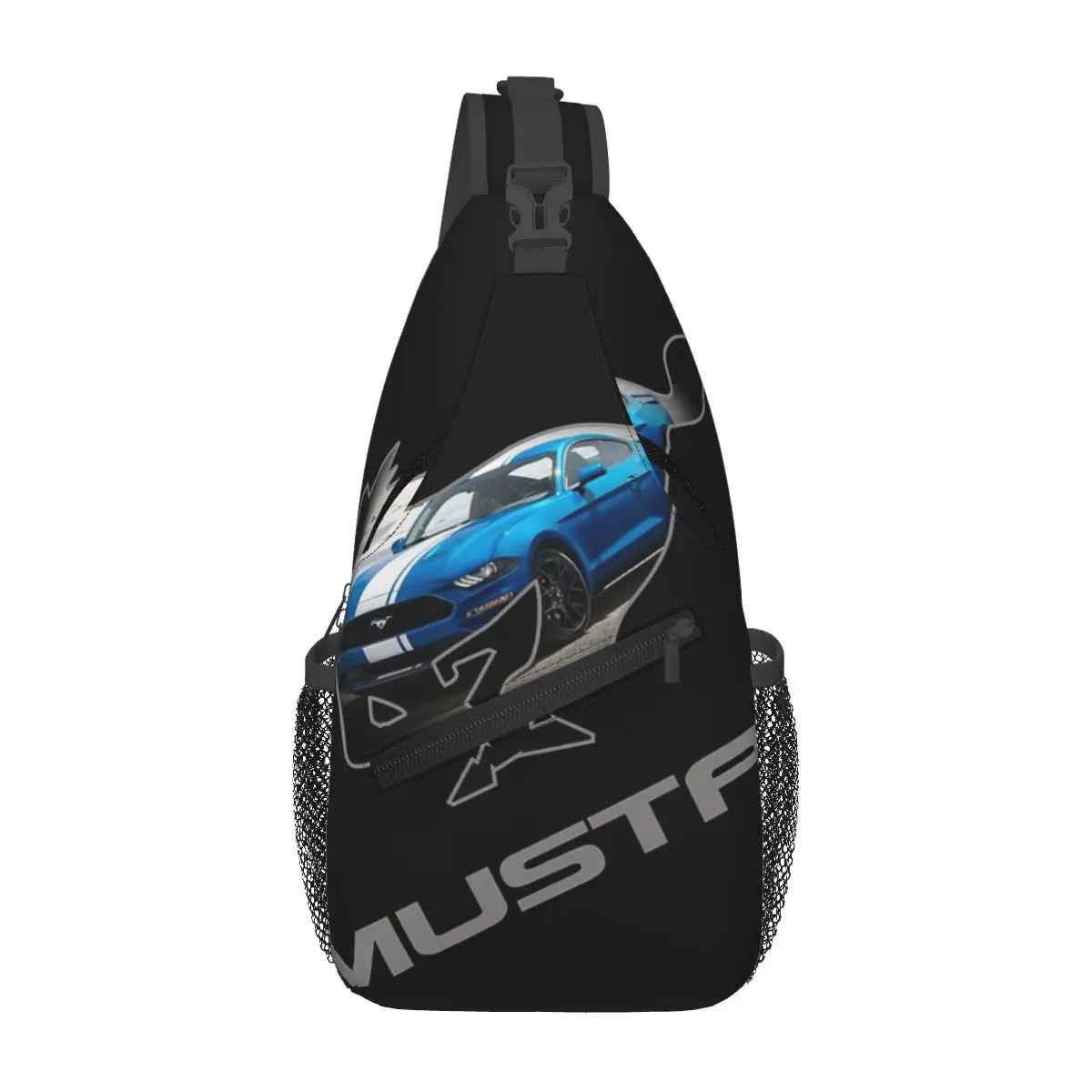 Ford Mustang GT Logo Emblem Design Chest Bag Men Sling Crossbody Backpack Chest Bag Traveling Hiking Daypack Shoulder Bag