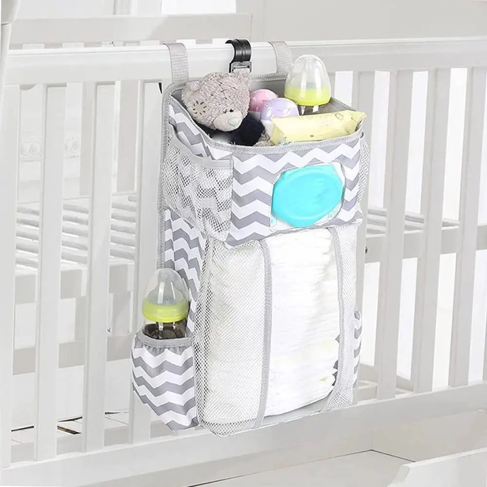 Changing Table Diaper Organizer - Baby Hanging Diaper Stacker Nursery Caddy Organizer for Cribs Playard Baby Essentials Storage