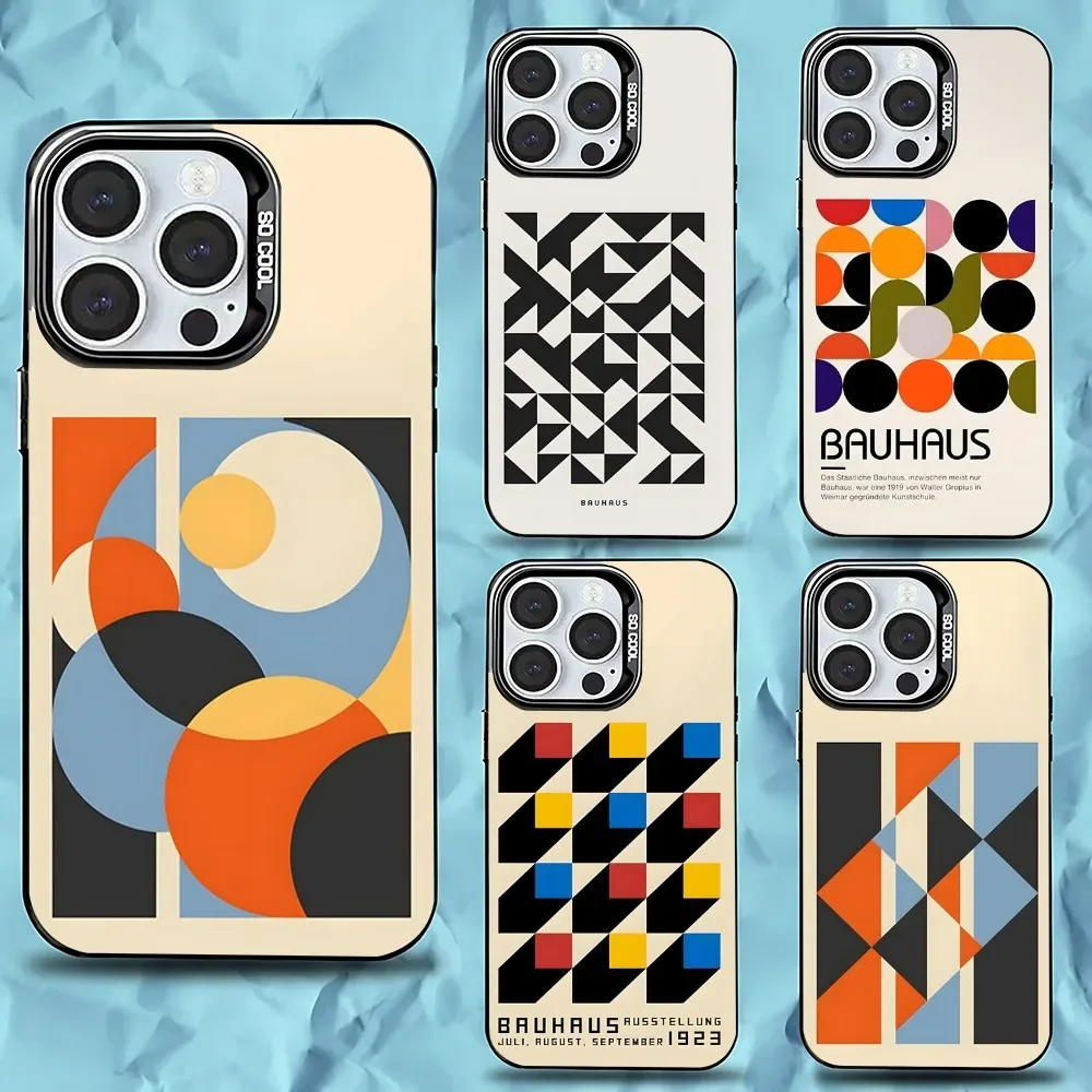 

Geometric Bauhaus Art Phone Case For iPhone 16,15,14,13,12,11,Pro,Max,Plus,Mini,XS,SE Anti Fall Black Matte Hard Bumper