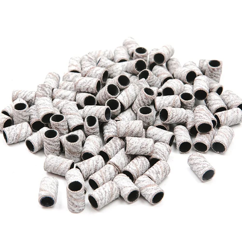 100 個ネイルサンディングバンド研削ヘッドポリッシャーマニキュアペディキュアネイルアクセサリーサンディングリングジェルポリッシュリムーバー