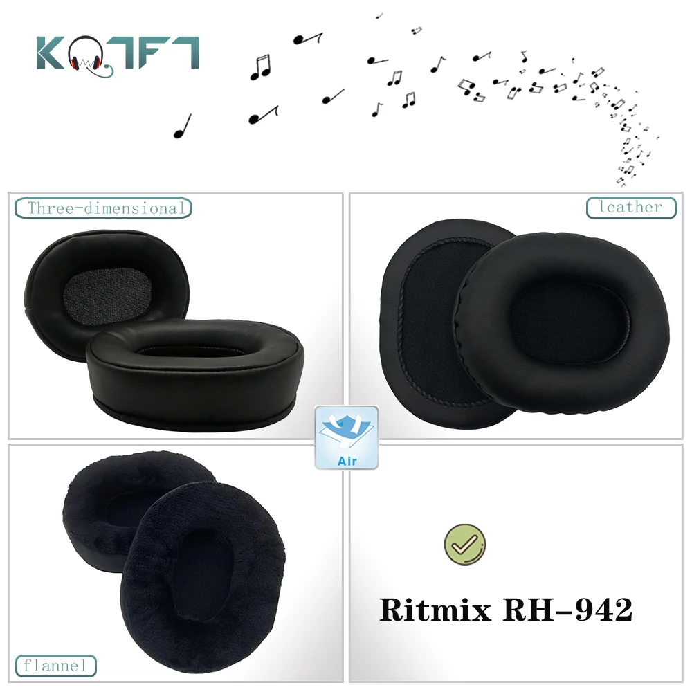 

KQTFT 1 Pair of Replacement Velvet leather EarPads for Ritmix RH-942 Headset Ear pads Earmuff Cover Cushion Cups