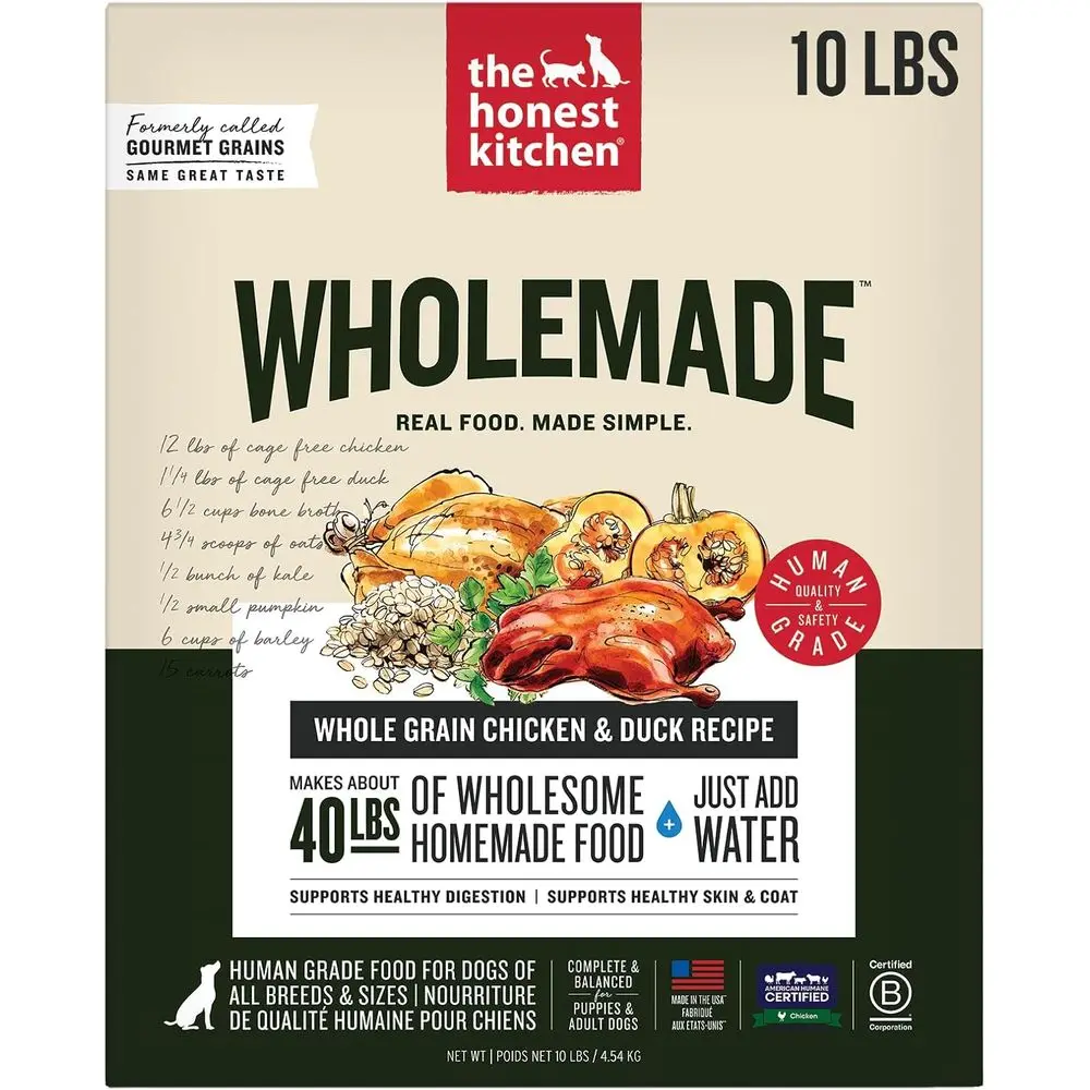 

Корм для людей Wholemade ™ Влажный корм для собак, цельнозерновой корм для собак, курица и утка, 10 фунтов (таким образом получается 40 фунтов)