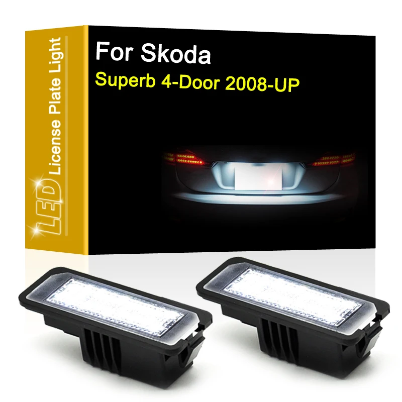 12V LED Number Plate Lamp For Skoda Superb 4-Door 2008 2009 2010 2011 2012 2013 2014 15-2020 White License Plate Light Assembly