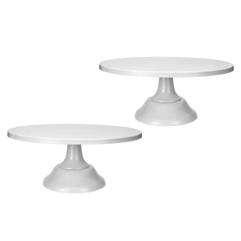 Flash Trend 20252Pcs 12 Inch Iron Round Cake Stand Cake Plate Pedestal Dessert Holder Wedding Birthday Party-White