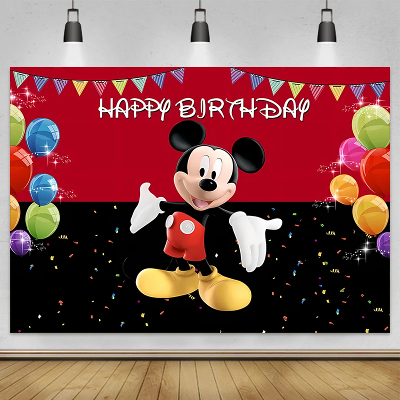 Disney Cartoon Mickey Mouse Children Happy 1st Birthday Party Background Decoration Baby Shower Photography Banner