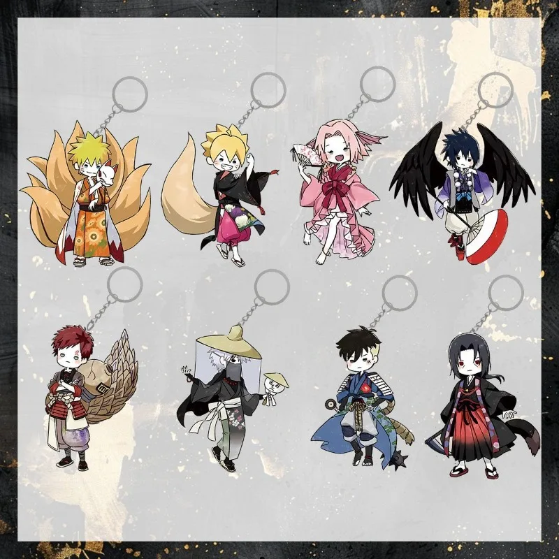 Llavero de NARUTO para Mujer, Llavero Hyakki Yagyo para Hombre, Llavero de Uzumaki Naruto, Figuras de Acción de Uchiha Sasuke, Colgante Acrílico