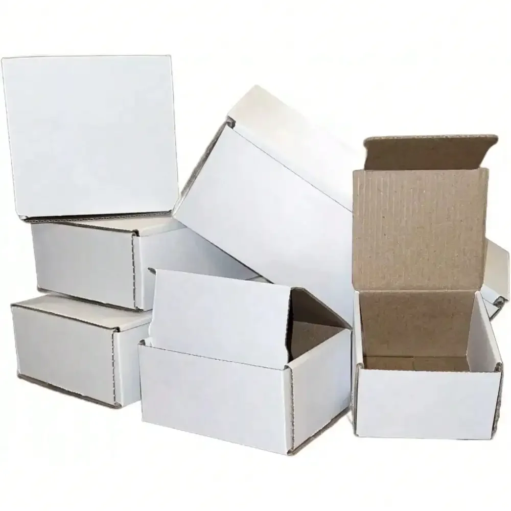 50 cajas de papel de cartón blanco 3x3x2, embalaje de correo, caja de envío, embalaje de cartón corrugado plegable corrugado para mover,