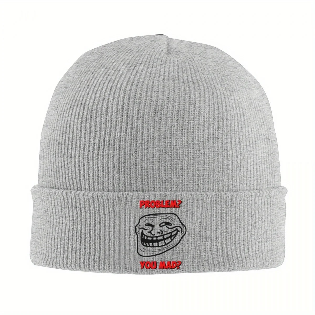 2026 New New U Mad Bro Problem Troll Rage Face Comic Meme Trollfac Knitted Hat For Women Men Beanie Winter Hat Crochet Caps