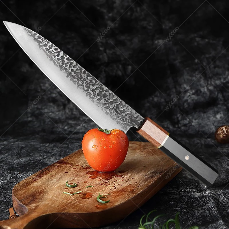 

1-4pcs Forged Chef Japanese Santoku Knife Hammered Stainless Steel Meat Cleaver Vegetable Slicing Knife Sharp Kitchen Knives