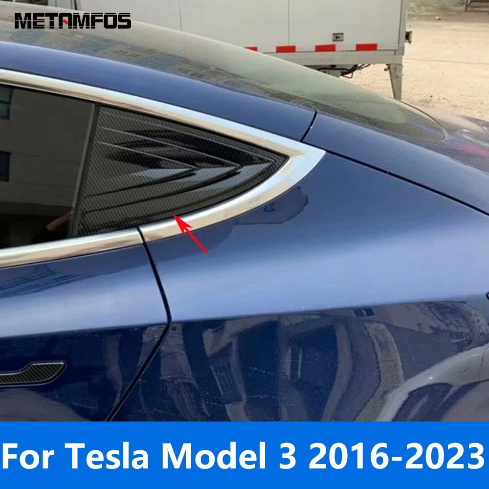 

Для Tesla Model 3 2016-2022 2023, жалюзи заднего окна из углеродного волокна, панель жалюзи, боковая вентиляционная крышка, накладка, аксессуары, Стайлинг автомобиля