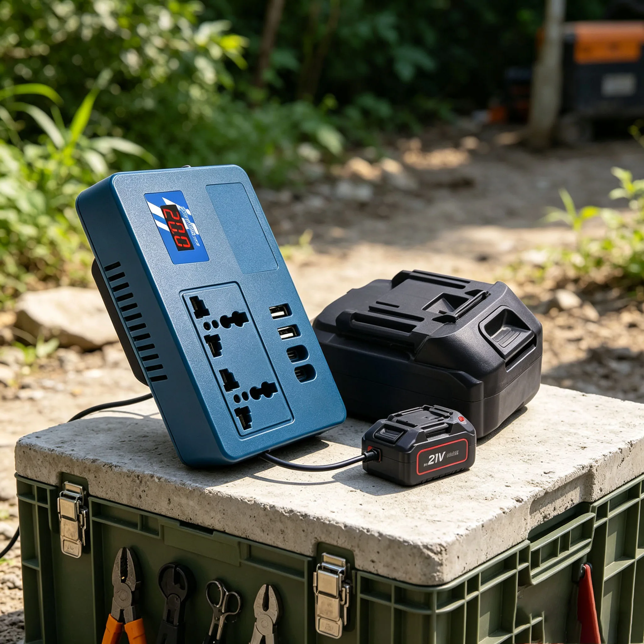 2106 Powerful 21V To 220V Smart Inverter USB- For Type-C- Outputs  Multi Function Lithium Battery Inverter