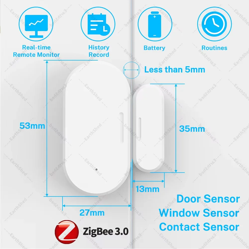 Zigbee 3.0 Door Window Sensor Contact Sensor Zigbee Hub Required Works With SmartLife Home Assistant Zigbee2MQTT ZHA Alexa