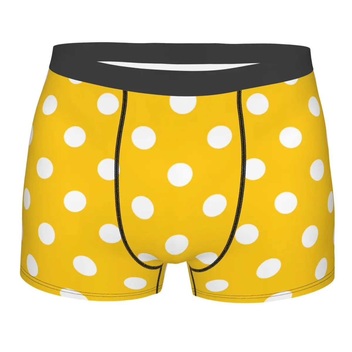 

Custom Yellow White Polka Dot Boxers Shorts Men Briefs Underwear Cool Underpants