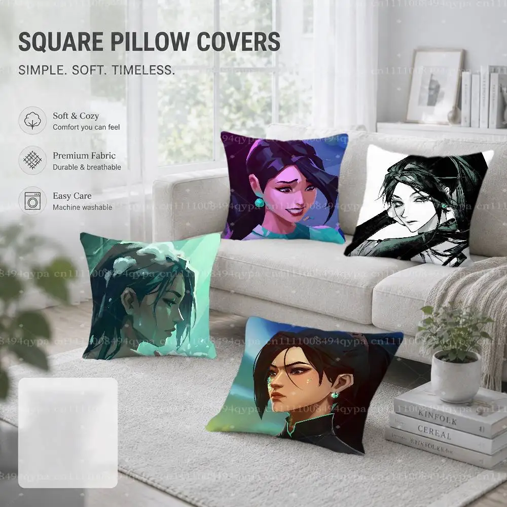 Sage V-Valorant Throw Pillow Case Pillowcase Cover Living Room Couch Cushion Case Home Decor