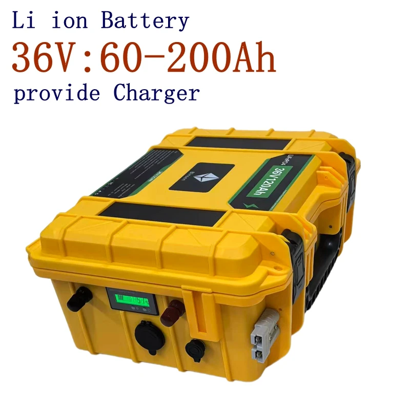 

Waterproof High Capacity 36V Lithium Battery 60Ah-200Ah with 42V BMS 3600W for Trolling Motor plus 10A Charger for Outdoor Sport