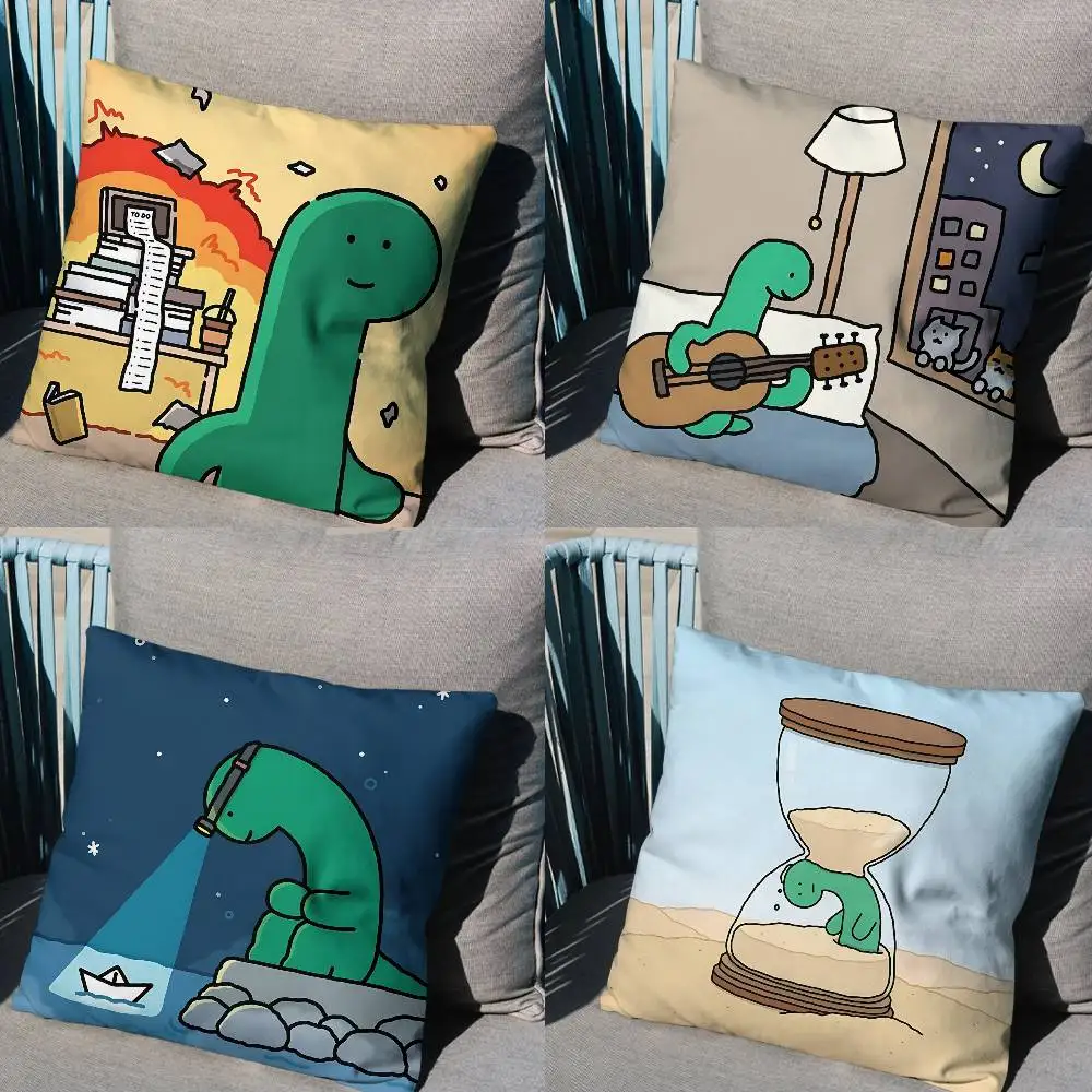 

Green dinosaur Brachio Cushion Cover Suitable For Sofa Car Bedroom Office Cushions Decorative Pillow Case
