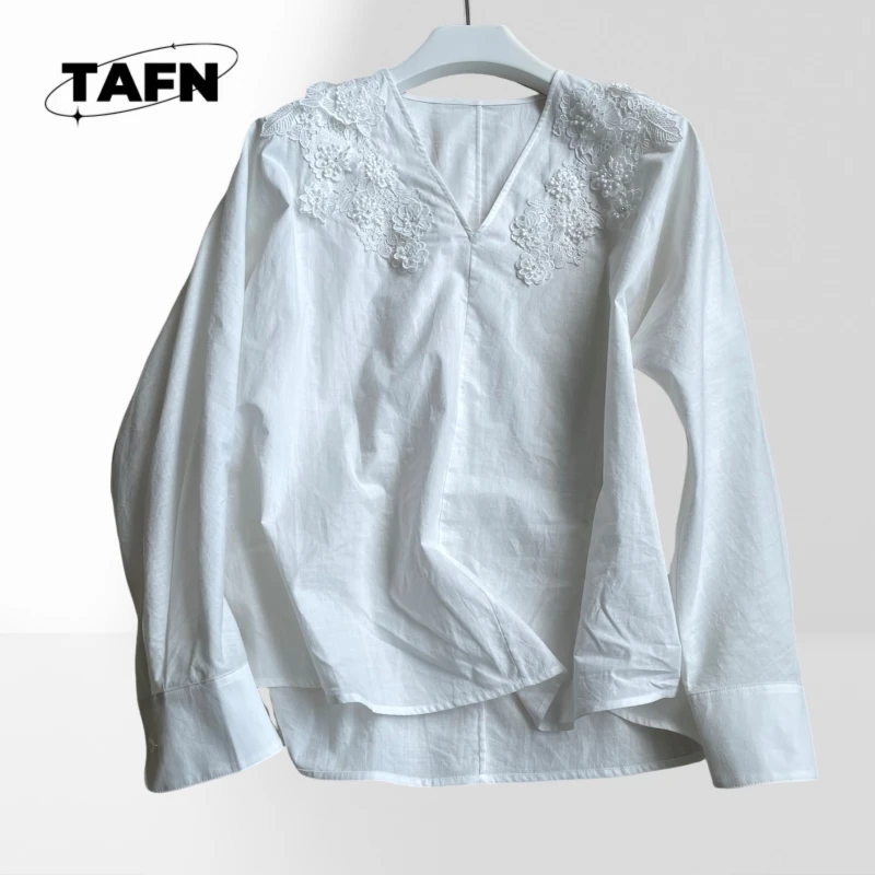 

Advanced Niche Trend All-Matching Graceful Ladies Classic White Shirt Button Down Office Blouse Down Formal Office Wear AF2028