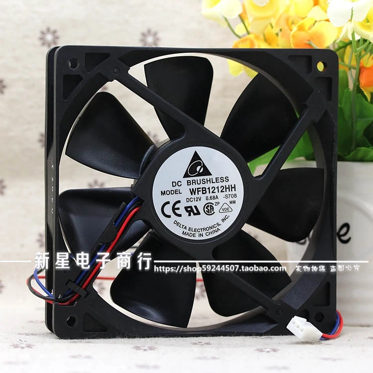 120mm 12cm Case Fans For Delta WFB1212HH 12025 12cm 12V 0.68A Max Airflow Rate Double Ball Cooling Fan