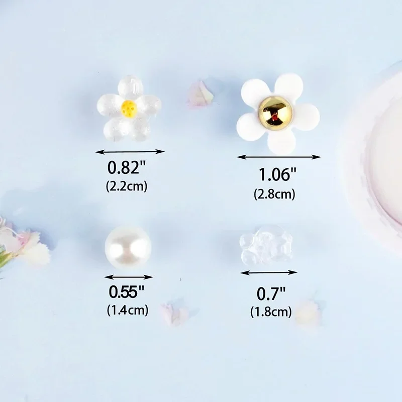 New 30pieces/Set Pearl Daisy Teddy Bear Set DIY Hole Shoe Buckle Shoe Flower Shoe Accessory For Girls Gifts