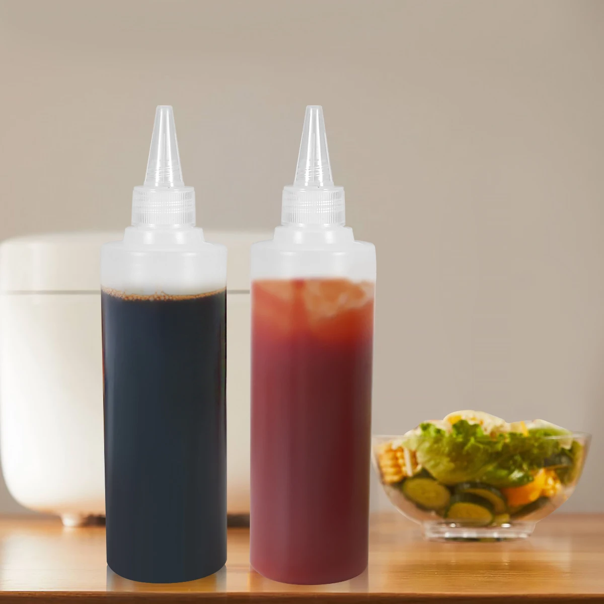 

6pcs 250Ml Transparent Plastic Squeeze Condiment Bottles Dispensers Leakproof Dustproof Sauce Ketchup Mustard For Bbq Camping