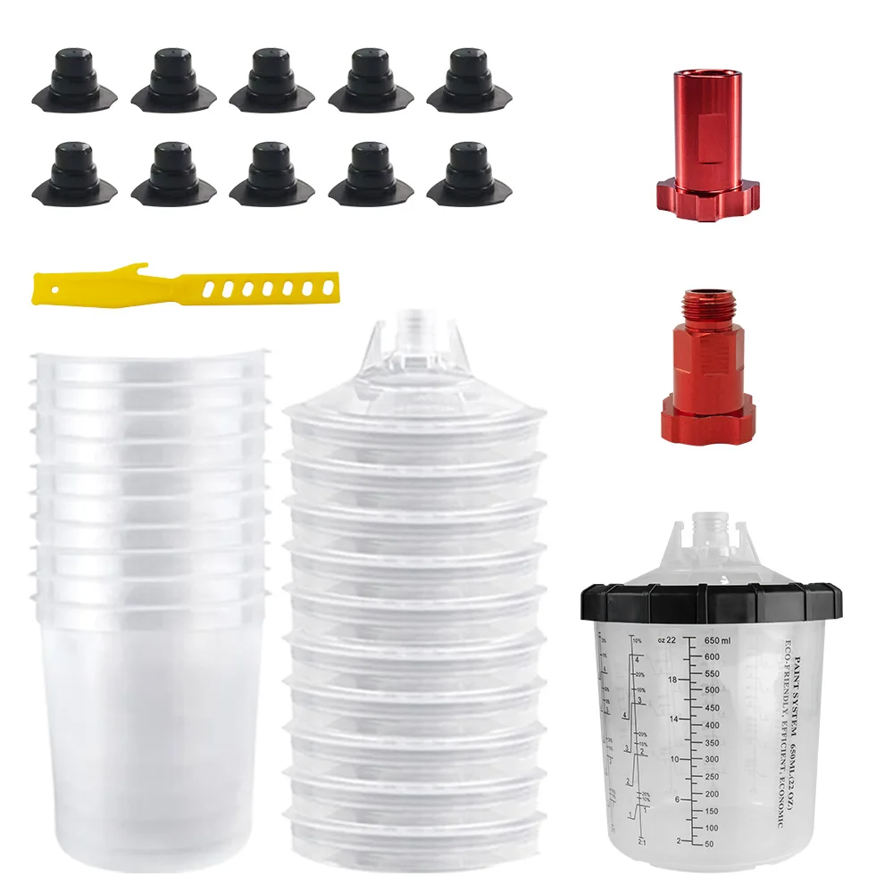 10/20Pcs Spray Gun Paint Mixing Cup H/O Quick Cup Disposable Paint Cup 22Oz/650ML with M16 Spray Gun Cup Adapter